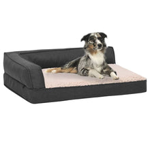 Load image into Gallery viewer, Ergonomic Dog Bed Mattress Linen Look Fleece vidaXL dark grey and cream 90 x 64 cm 