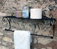 Load image into Gallery viewer, Black Scroll Towel Rail And Shelf pasal 