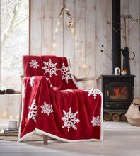 Load image into Gallery viewer, Snowflake Throw Red Home Linen Portfolio Home Red 130cm170cm 