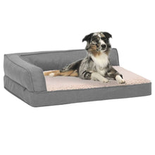 Load image into Gallery viewer, Ergonomic Dog Bed Mattress Linen Look Fleece vidaXL grey and cream 75 x 53 cm 