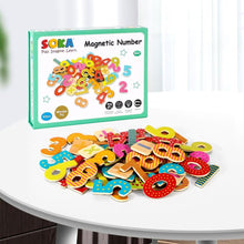 Load image into Gallery viewer, SOKA Magnetic Wooden Numbers (60 pcs) Developmental Toy Fridge Magnet Kids 3+ SOKA Play Imagine Learn 