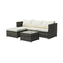 Load image into Gallery viewer, 4-Seater Chaise Corner Sofa Gray Gradient Rattan Beige Cushion Rattan Three-Piece Set N/A 