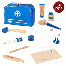 Load image into Gallery viewer, SOKA 10 pcs Wooden Doctor Set for Kids with Portable Medical Carry Case Blue SOKA Play Imagine Learn 