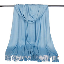Load image into Gallery viewer, Long Line Pashmina Shawl Scarf Soft Touch pasal 180 x 60 Sky Blue 