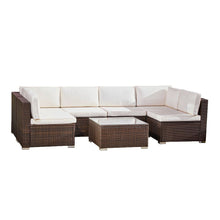 Load image into Gallery viewer, 7 Pcs Rattan Outdoor Garden Furniture Large Sofa &amp; Table Patio Set Teamson Home 
