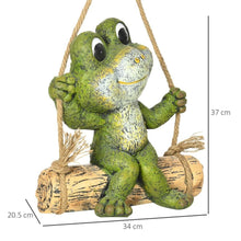 Load image into Gallery viewer, Hanging Garden Statue, Vivid Frog on Swing Art Sculpture Indoor Outdoor Ornament Outsunny 