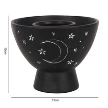 Load image into Gallery viewer, Black Moon and Stars Terracotta Smudge Bowl Unbranded 
