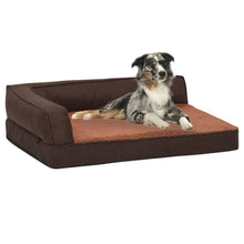 Load image into Gallery viewer, Ergonomic Dog Bed Mattress Linen Look Fleece vidaXL brown 90 x 64 cm 