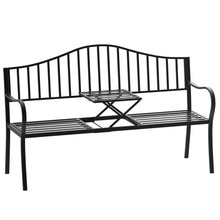 Load image into Gallery viewer, Outdoor Metal Frame 2 Seater Bench Patio Park Garden Seating Chair w/ Table Outsunny 