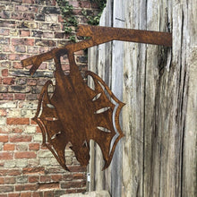 Load image into Gallery viewer, Rusty Metal HANGING BAT Garden sign Ornament decoration RW NORFOLK 