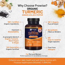 Load image into Gallery viewer, Organic Turmeric 2280mg (High Strength) with Black Pepper &amp; Ginger - 180 Vegan Turmeric Capsules Prowise Healthcare 