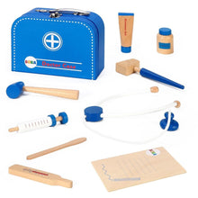 Load image into Gallery viewer, SOKA 10 pcs Wooden Doctor Set for Kids with Portable Medical Carry Case Blue SOKA Play Imagine Learn 