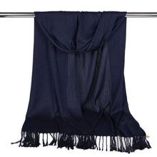 Load image into Gallery viewer, Long Line Pashmina Shawl Scarf Soft Touch pasal 180 x 60 Navy Blue 