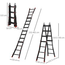 Load image into Gallery viewer, 4M Aluminium Duo Ladder Telescopic Herringbone Multi-Purpose DIY Non-Slip HOMCOM 