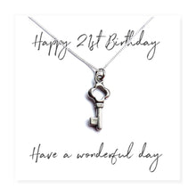 Load image into Gallery viewer, Happy 21st Birthday Necklace &amp; Message Card Pasal Silver 18&quot; 