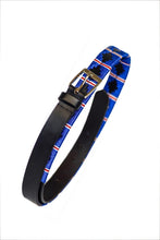 Load image into Gallery viewer, Handmade Polo Argentinian Brown Leather Belts Blue/Red 28&#39;&#39; - 48&#39;&#39;(70cm-110cm) Lascaux 30&#39;&#39; - 75cm 