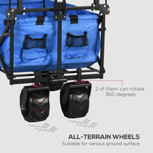 Load image into Gallery viewer, Trolley Cart Storage Wagon 4 Wheels w/ 2 Compartments Handle, Canopy, Blue Outsunny 