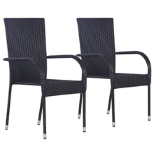 Load image into Gallery viewer, Stackable Outdoor Chairs 2 pcs Poly Rattan Black vidaXL 