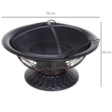 Load image into Gallery viewer, Outsunny Steel Lift-Top Screen Firepit Black HOMCOM 