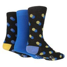 Load image into Gallery viewer, Wildfeet - Mens 3pk Jacquards Socks Pasal Blue / Charcoal Spot 7-11 UK 