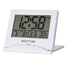 Load image into Gallery viewer, Acctim Mini Flip 2 Folding Travel LCD Alarm Clock White 15782 Acctim 
