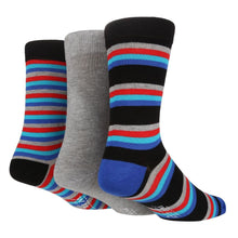 Load image into Gallery viewer, Wildfeet - Mens 3pk Jacquards Socks Pasal Blue / Black Stripe 7-11 UK 
