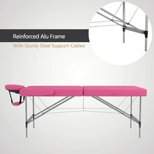 Load image into Gallery viewer, Folding Massage Table 84&#39;&#39; Professional Massage Bed Aluminum Frame, 2 Fold, Pink Unbranded 