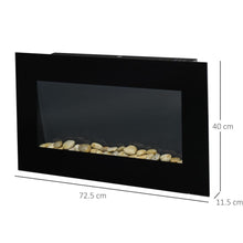 Load image into Gallery viewer, 1000W Wall Mounted Tempered Glass Electric Fireplace Heater Black HOMCOM 