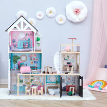 Load image into Gallery viewer, Olivia&#39;s Little World Large Dreamland Wooden Dolls House 3-Floors &amp; 18 Pcs pasal 