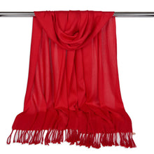 Load image into Gallery viewer, Long Line Pashmina Shawl Scarf Soft Touch pasal 180 x 60 Red 