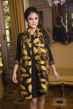 Load image into Gallery viewer, Jacquard Silk Scarf with Leaf Design - Soft Touch Dew Bees 