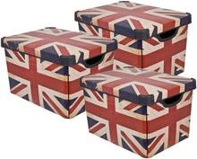 Load image into Gallery viewer, Curver Deco Box 22L 22 LitreThemed Storage Boxes with Lids pasal British Flag 