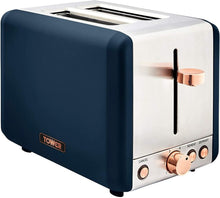Load image into Gallery viewer, Tower Cavaletto 850W 2 Slice Stainless Steel Toaster - Blue &amp; Rose Gold Tower 