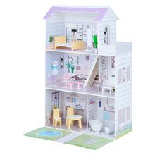 Load image into Gallery viewer, Olivia&#39;s Little World Large Kids Wooden Dolls House &amp; 16 Accessories, Purple pasal 