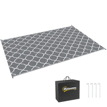 Load image into Gallery viewer, Reversible Outdoor Rug W/ Carry Bag for RV Camping Beach, 182 x 274 cm, Grey Outsunny 