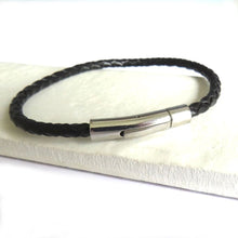 Load image into Gallery viewer, Men&#39;s Thin Black Leather Bracelet Aye Do Gifts 