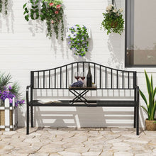 Load image into Gallery viewer, Outdoor Metal Frame 2 Seater Bench Patio Park Garden Seating Chair w/ Table Outsunny 