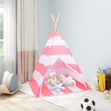 Load image into Gallery viewer, Children Teepee Tent with Bag Peach Skin Pink 120x120x150 cm Pasal pink striped 