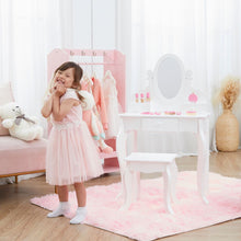 Load image into Gallery viewer, Fantasy Fields Kids Dressing Table Vanity Set, Mirror &amp; Stool White TD-12851B pasal 