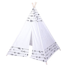 Load image into Gallery viewer, Indian Tent Children Teepee Tent Baby Indoor Dollhouse with Small Coloured Flags roller shade and pocket Arrow Pattern N/A 
