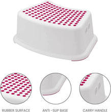 Load image into Gallery viewer, Plastic Child Foot Step Stool Anti-Slip Cover on Top For Children Toddlers Pink Sterun 