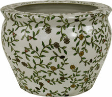 Load image into Gallery viewer, Ceramic Planter, Vintage Green &amp; White Floral Design Pasal 