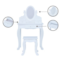 Load image into Gallery viewer, Fantasy Fields Kids Dressing Table Vanity Set, Mirror &amp; Stool White TD-12851B pasal 