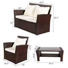 Load image into Gallery viewer, Oshion Outdoor Rattan Sofa Combination Four-piece Package-Brown (Combination Total 2 Boxes) Unbranded 