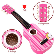 Load image into Gallery viewer, SOKA Wooden Pink Stripe Striped Pink Princess Guitar Children Girls Instrument SOKA Play Imagine Learn 