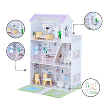 Load image into Gallery viewer, Olivia&#39;s Little World Large Kids Wooden Dolls House &amp; 16 Accessories, Purple pasal 