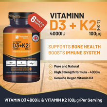 Load image into Gallery viewer, Vitamin D3 4000IU &amp; K2 MK7 100μg Vegetarian 180 Tablets Supplement for Immune Support Calcium Boost, Bone &amp; Muscle by Prowise Prowise Healthcare 