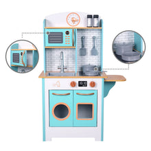 Load image into Gallery viewer, Small Retro Interactive Wooden Play Kitchen Toy &amp; 7 Accessories Teamson Kids 